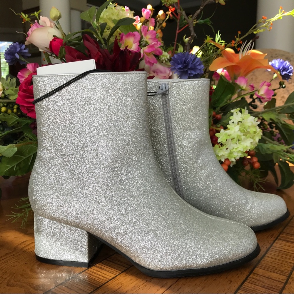 Holiday Silver Glitter Booties